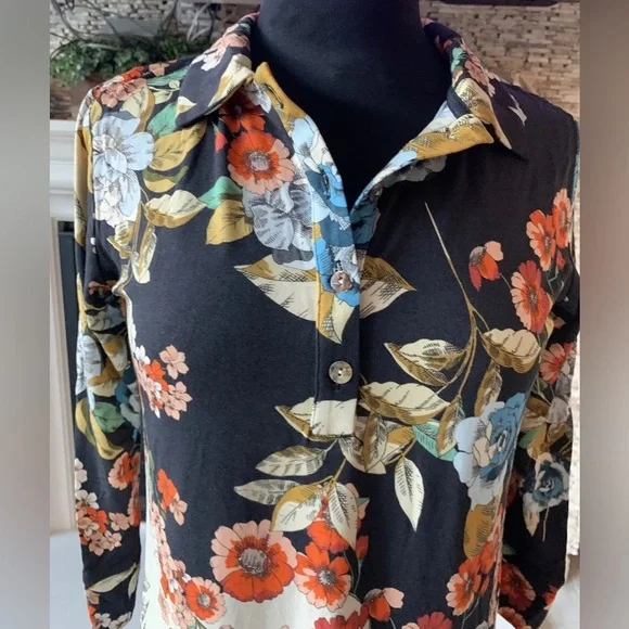 🔥🔥NWT Johnny Was Emma Rose Delicate Floral Motif Polo Tunic Dress Size Small - Picture 13 of 16